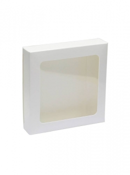Verpackungskarton weiss glänzend mit Sichtfenster 10,5x10,5, 2,2cm